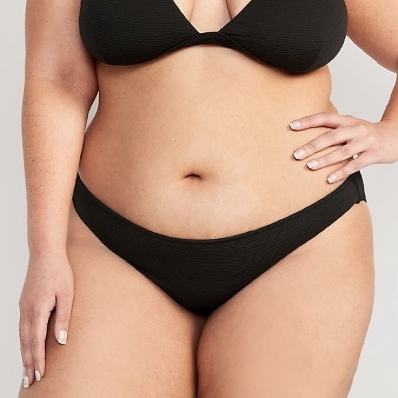 Old Navy Low-rise classic pucker bikini swim bottoms XXL black bathing suit - Picture 1 of 15